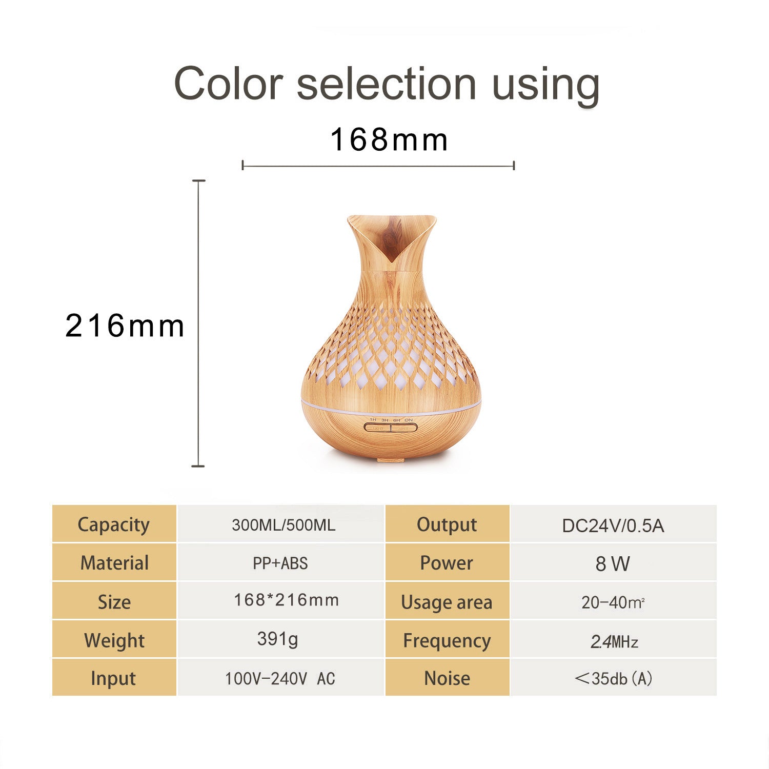 Dark Woodgrain 500ml Wood-Grain Essential Oil Aroma Diffuser with Lattice Design and Humidifier - Image 3