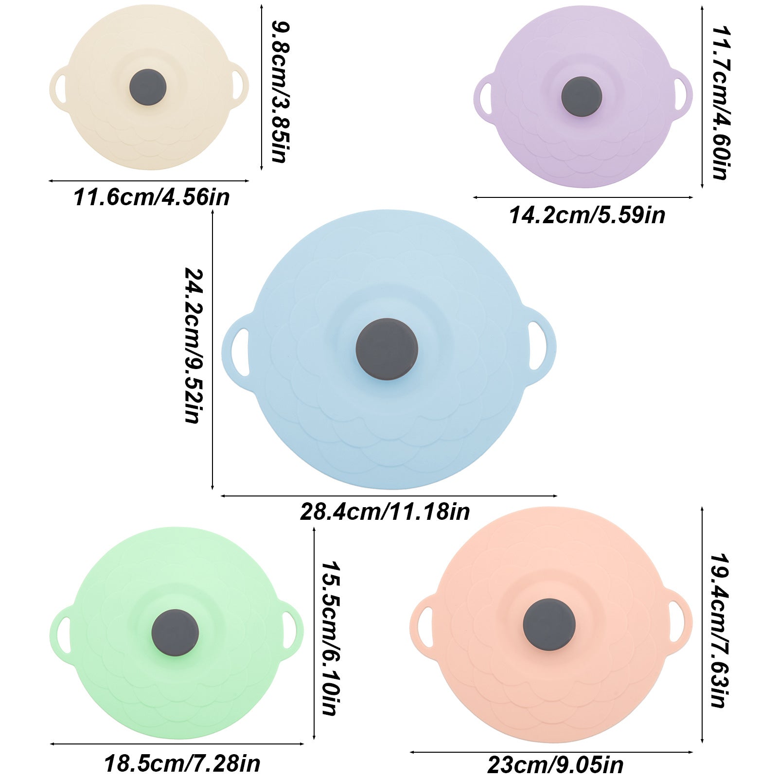Multicolor Two-Set Five-Piece Silicone Fresh-Keeping Lids - Heat-Resistant, Anti-Spill, and Dust-Proof - Image 2