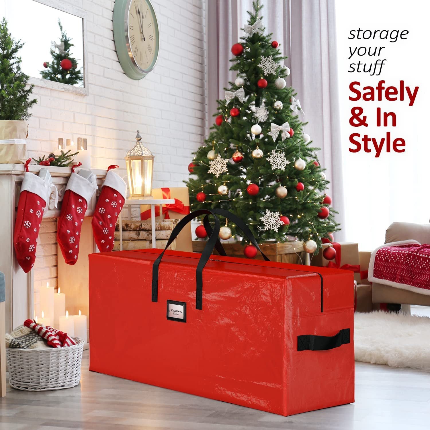 Red 135*34*68CM Durable Dustproof Christmas Tree Storage Bag