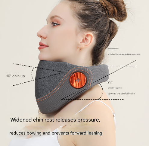 Remote Control Grey Multi-Mode Cervical Traction Neck Massager with Heat Therapy - Image 2