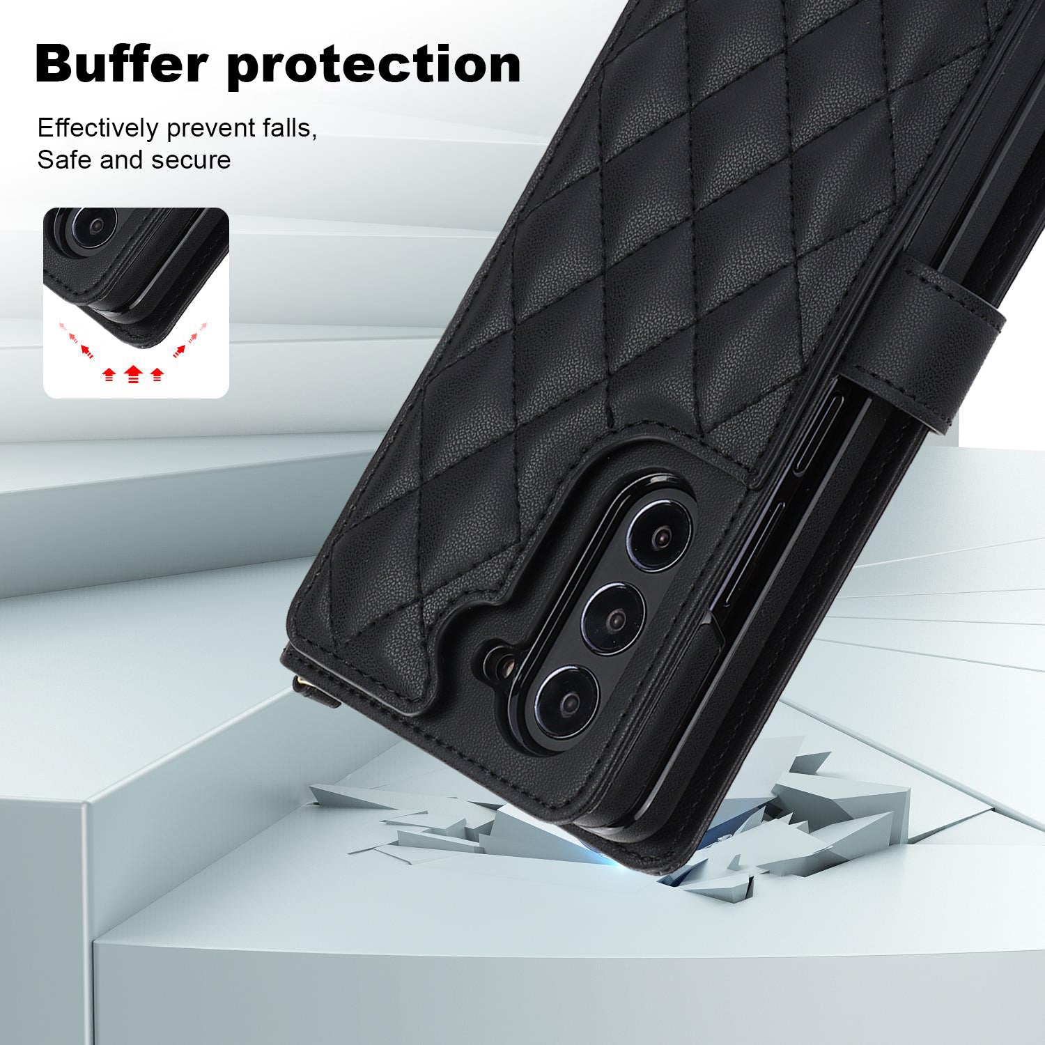 Rose Gold Galaxy Z Fold4 Multi-Functional Leather Wallet Case for Samsung Z Fold Series - Crossbody with Pen Slot, Quilted Design Pen Not Included - Image 6