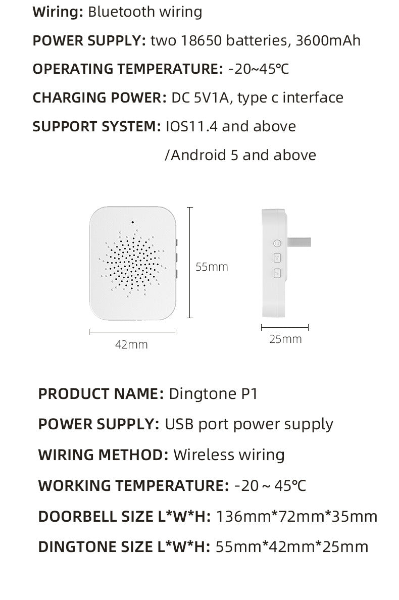 Transparent Rain Cover + Doorbell Combination HD Wireless Video Doorbell with Long-Lasting Battery - Image 8