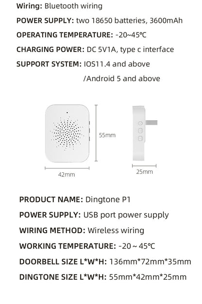 Transparent Rain Cover + Doorbell Combination HD Wireless Video Doorbell with Long-Lasting Battery - Image 8