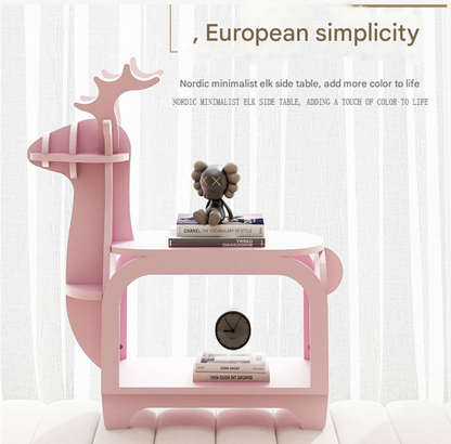 Green Small Creative Reindeer-Shaped Solid Wood Bookshelf for Kids - Image 2