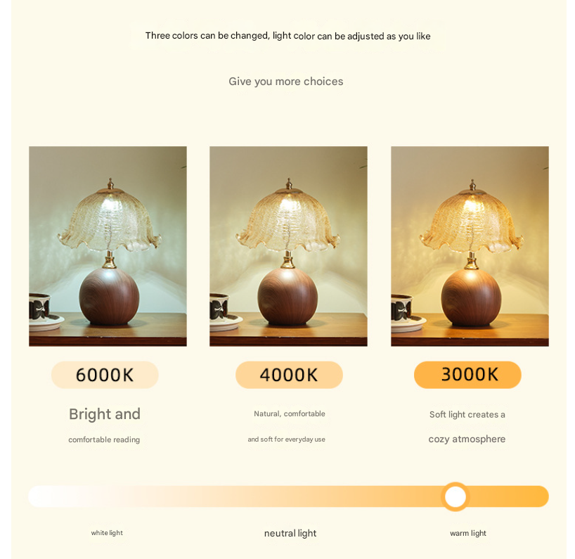 Three-colour Changing Light French-Inspired Bedside Lamp - Modern Minimalist Warm Light - Image 6