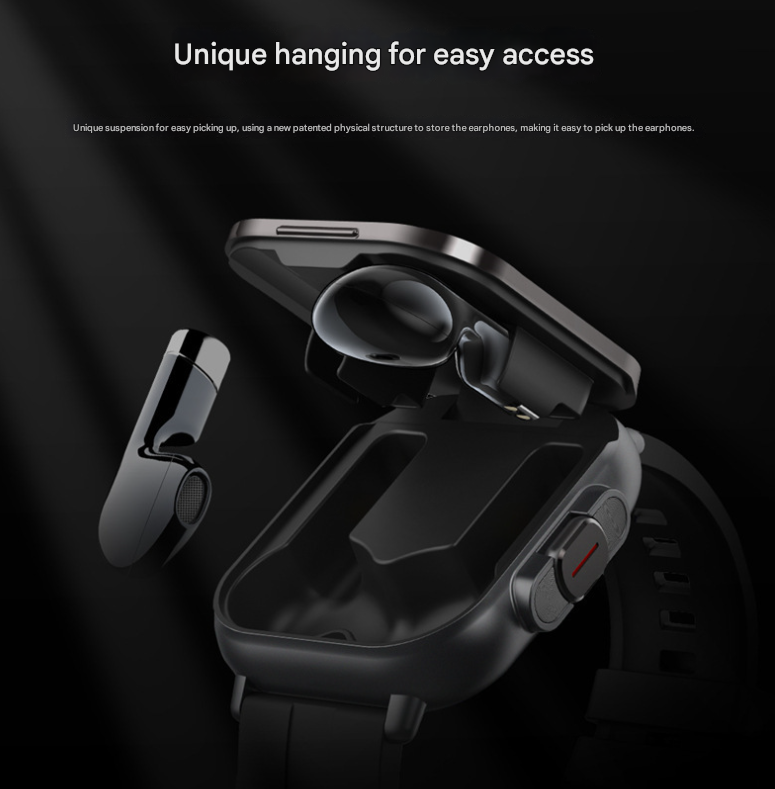 Silver 2-in-1 Bluetooth Smartwatch with Integrated Earbuds for Sports - Image 3