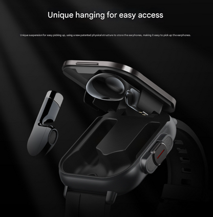 Silver 2-in-1 Bluetooth Smartwatch with Integrated Earbuds for Sports - Image 3