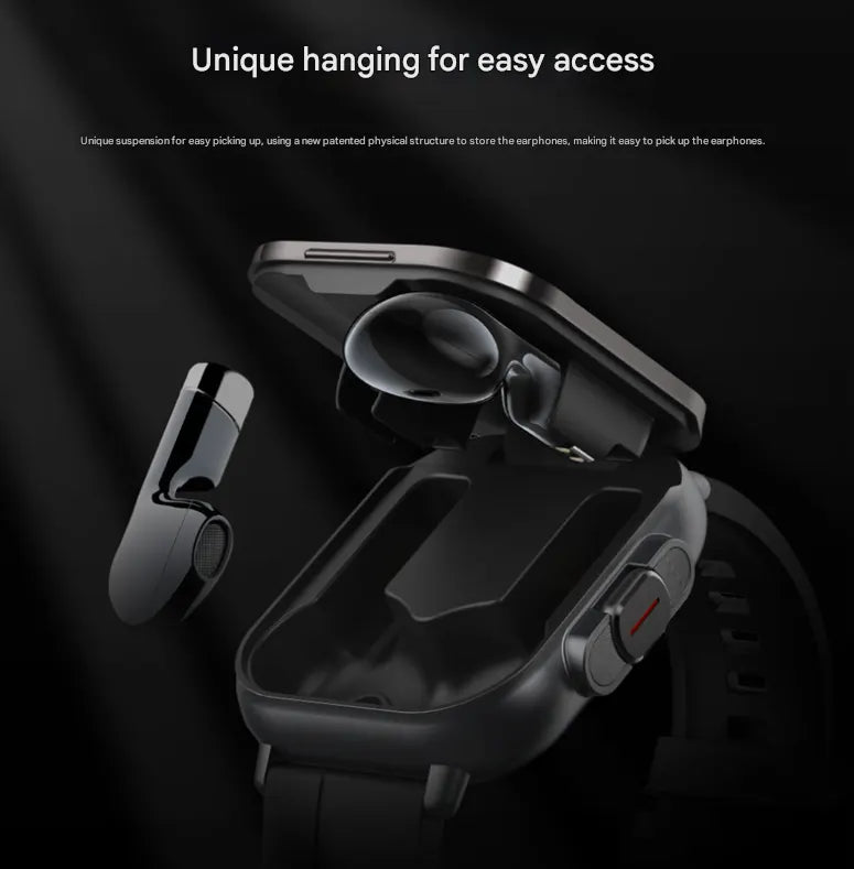 Silver Steel 2-in-1 Bluetooth Smartwatch with Integrated Earbuds for Sports - Image 3