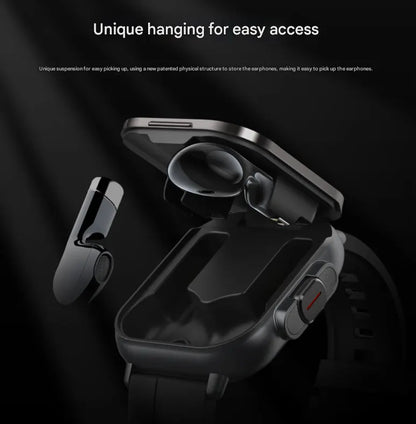 Silver Steel 2-in-1 Bluetooth Smartwatch with Integrated Earbuds for Sports - Image 3