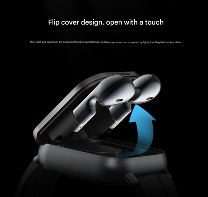 Silver Steel 2-in-1 Bluetooth Smartwatch with Integrated Earbuds for Sports - Image 4