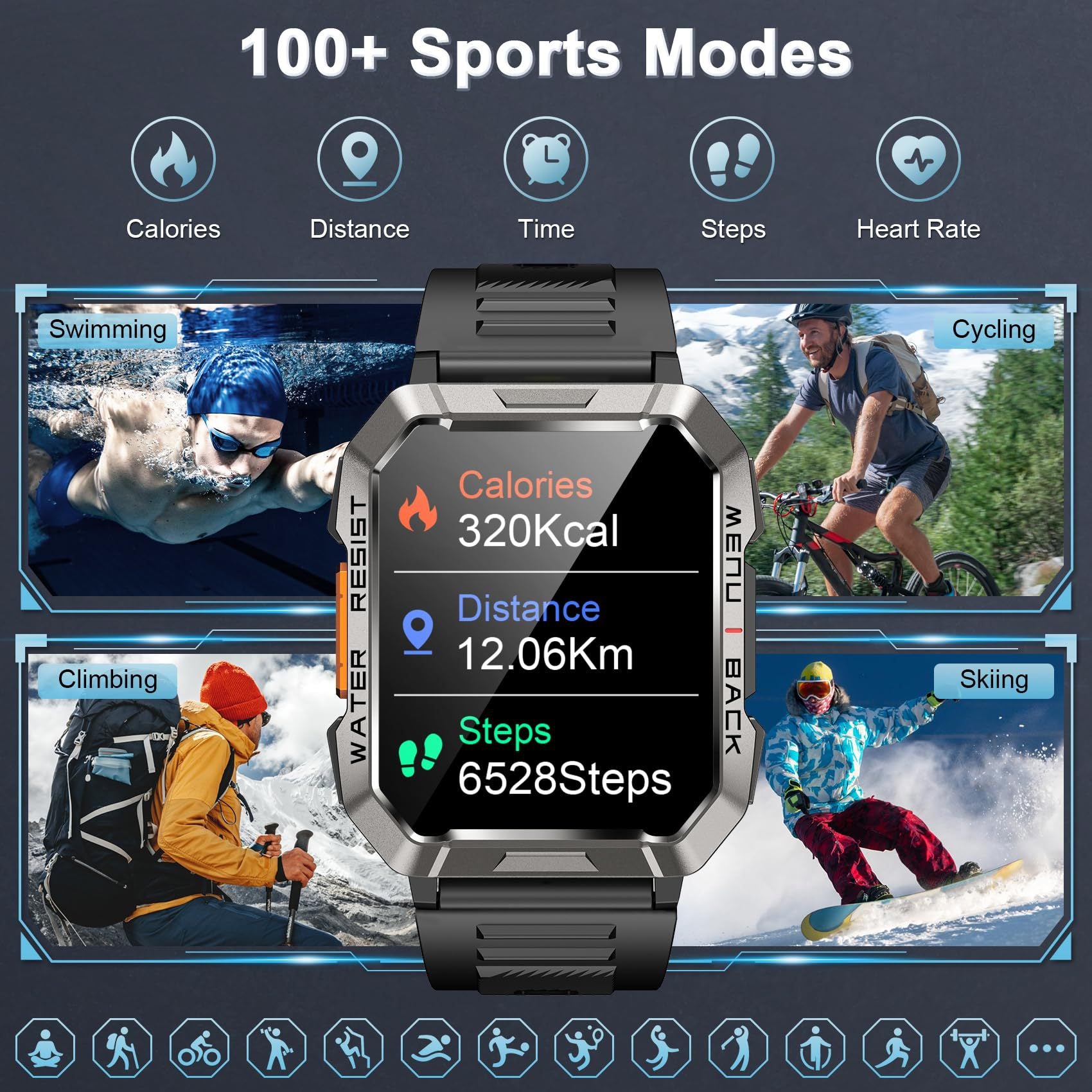 Men's Outdoor Smartwatch with Bluetooth Calling and Flashlight - Image 4