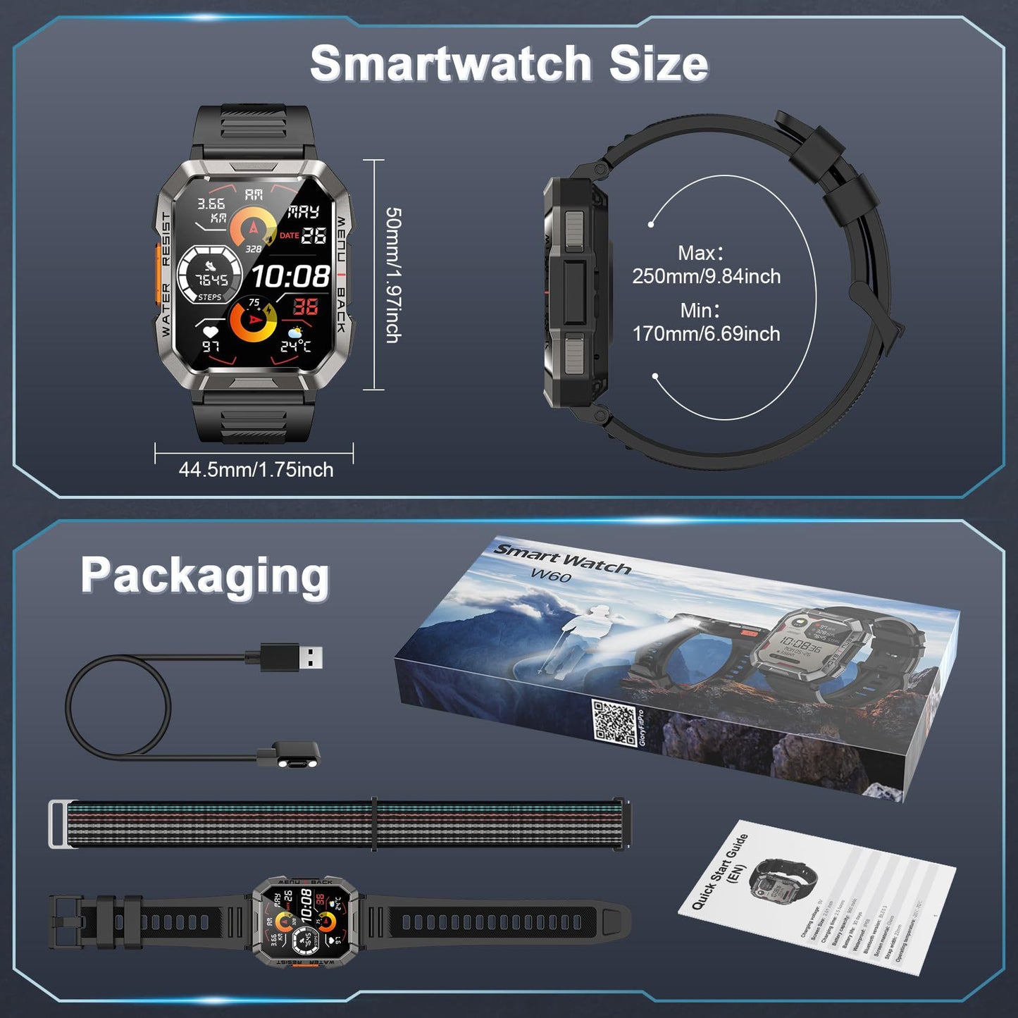 Men's Outdoor Smartwatch with Bluetooth Calling and Flashlight - Image 5