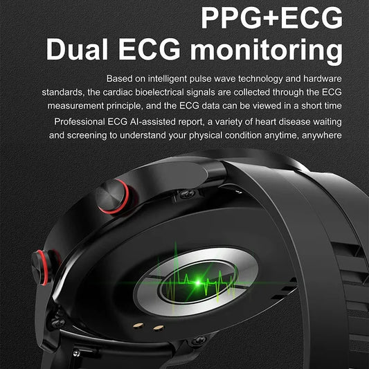 Black Silicone Business Smartwatch with ECG and PPG Monitoring - Image 3