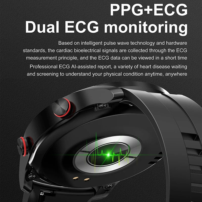 Silver Silicone +22MM Brown Mitsubishi Steel Strip Business Smartwatch with ECG and PPG Monitoring and Stainless Steel Strap - Image 3