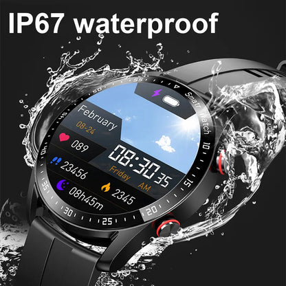 Black Silicone +22MM Black Mitsubishi Steel Strip Business Smartwatch with ECG and PPG Monitoring and Stainless Steel Strap - Image 2