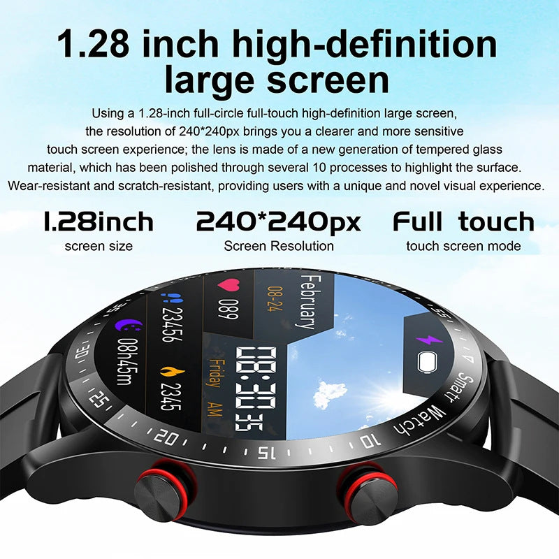 Black Silicone +22MM Black Mitsubishi Steel Strip Business Smartwatch with ECG and PPG Monitoring and Stainless Steel Strap - Image 4