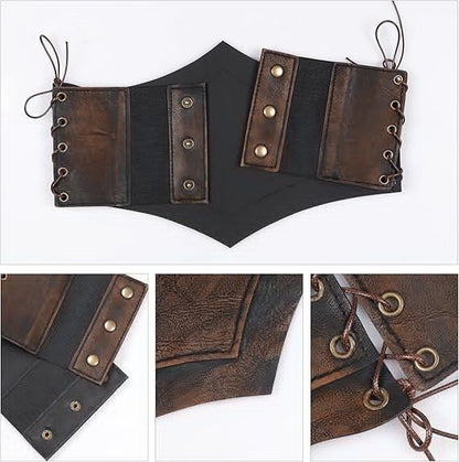 Medieval-Style Women's Leather Belt with Lace-Up Design, 115cm - Image 2