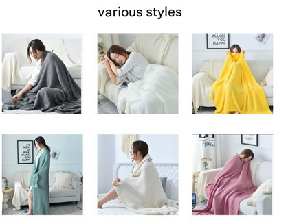 110cm x 150cm Grey Knitted Sofa Blanket for Autumn and Winter Naps - Image 2