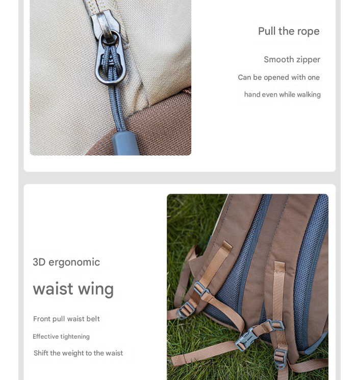 Brown 20L Lightweight Hiking Backpack for Camping, Travel, and Commuting - Image 5