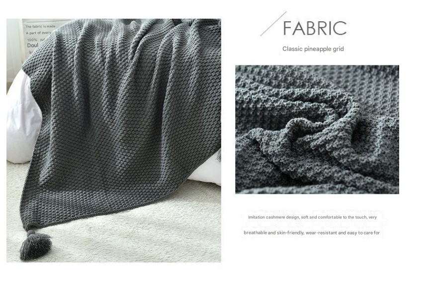 110cm x 150cm Khaki Knitted Sofa Blanket for Autumn and Winter Naps - Image 3