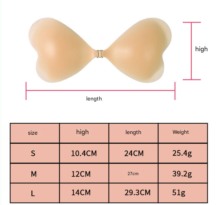 Size L [C/D cup] Two Pairs Brown Skin Colour Heart-Shaped Silicone Breast Sticker - Thin Invisible Push-Up for Small Chest Enhancement - Image 5
