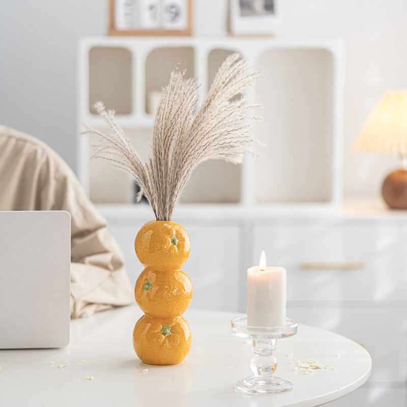 Orange Nordic-Style Minimalist Fruit and Flower Vase - Modern Home Decor - Image 2
