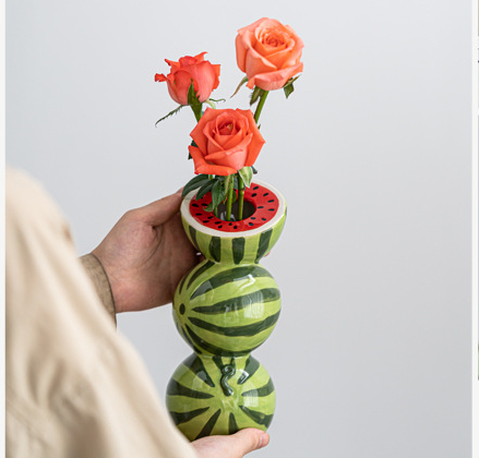 Watermelon Nordic-Style Minimalist Fruit and Flower Vase - Modern Home Decor - Image 2
