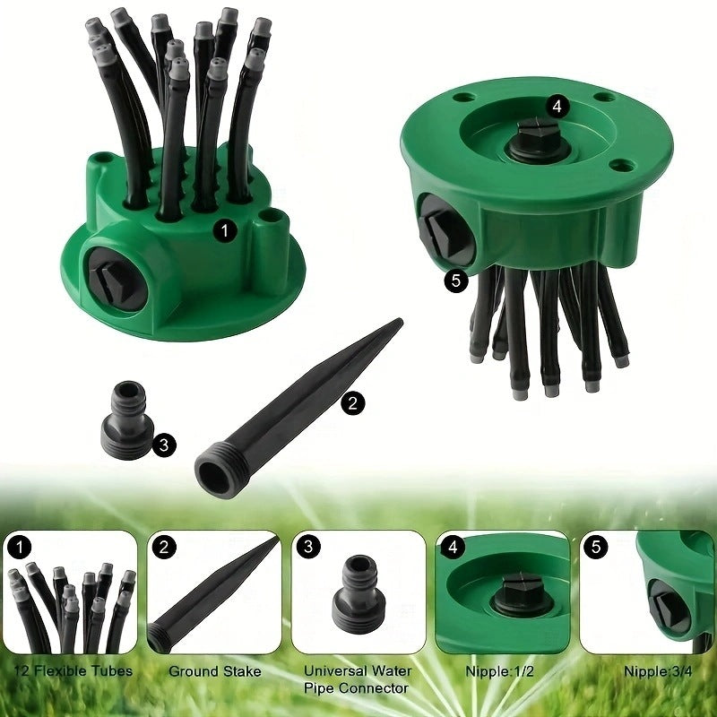 3-Piece 360-Degree Multi-Head Garden Sprinkler Set - Efficient Watering Solution - Image 3