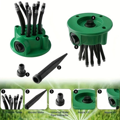 3-Piece 360-Degree Multi-Head Garden Sprinkler Set - Efficient Watering Solution - Image 3