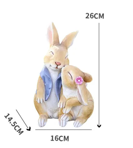 Kisses Rabbits Cute Rabbit Resin Garden Ornament - Charming Outdoor Decor - Image 2