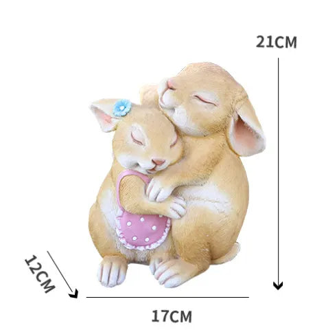 Hug Rabbits Cute Rabbit Resin Garden Ornament - Charming Outdoor Decor - Image 2