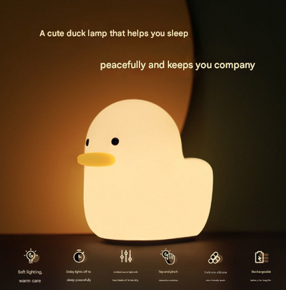 Ducky Silicone Tap-Tap LED Night Light - Rechargeable Sleep Companion - Image 2