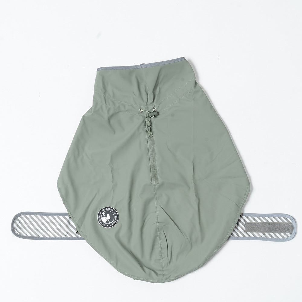 55# Green Waterproof Reflective Dog Raincoat for Small to Large Dogs