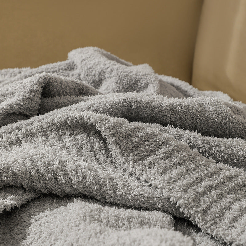 Light Grey Solid Color Plush Knitted Blanket for Sofa and Office, 152 x 203 cm, 1150g - Image 2