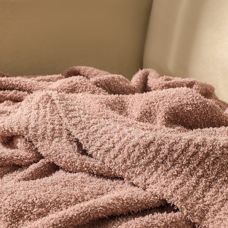 Navy Blue Solid Color Plush Knitted Blanket for Sofa and Office, 152 x 203 cm, 1150g - Image 2
