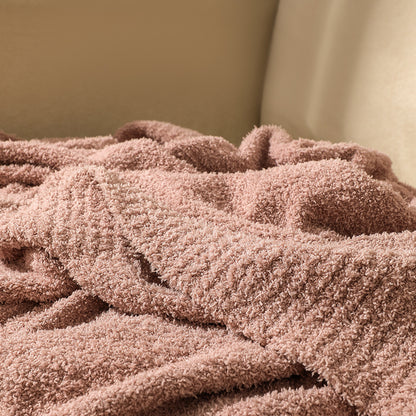 Navy Blue Solid Color Plush Knitted Blanket for Sofa and Office, 152 x 203 cm, 1150g - Image 2