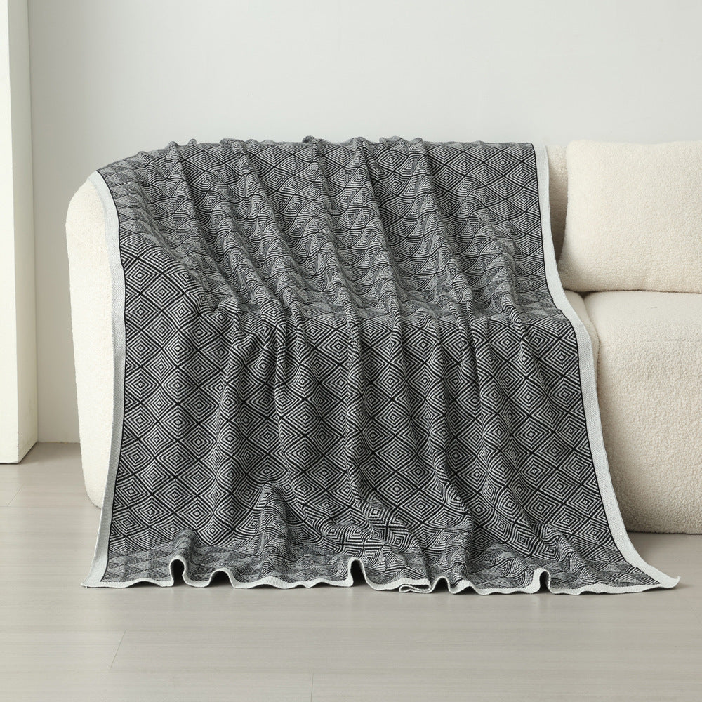Dark Grey Knitted Sofa Blanket with Plush Side, 130 x 170 cm, 720g, Ideal for Napping and Office Use - Image 2
