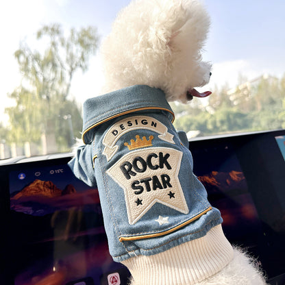 XS Around 2kg Rock 'n' Roll Denim Chic Denim Pet Vest - Stylish Jean Jacket for Dogs & Cats - Spring, Summer & Autumn Fashion