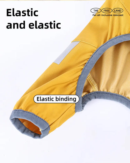 XL Pink And Gray Trim Waterproof Four-Legged Dog Raincoat with Leash Hole for Small Breeds - Image 6