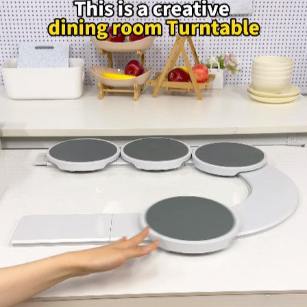White 6 discs TheLazy Susan Revolution - Portable 22cm Rotating Food Tray for Easy Sharing - Image 2