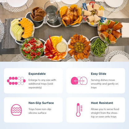 White 6 discs TheLazy Susan Revolution - Portable 22cm Rotating Food Tray for Easy Sharing - Image 4