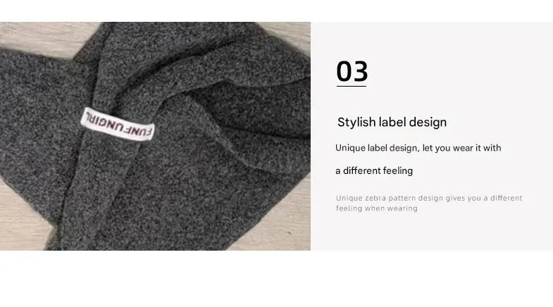2-Piece Black Elegant Wool Blend Triangle Scarf - Luxurious Knit Shawl for Women (39 x 110cm) - Image 3