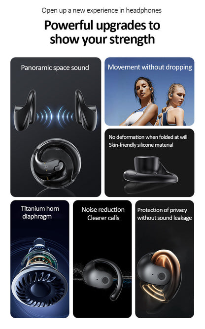 Black T2 AI Smart Translation Earbuds - Open-Ear OWS Bluetooth 5.4 Headphones with Simultaneous Interpretation & IPX4 Waterproof - Image 3