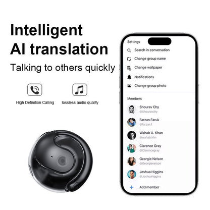 Yellow T2 AI Smart Translation Earbuds - Open-Ear OWS Bluetooth 5.4 Headphones with Simultaneous Interpretation & IPX4 Waterproof - Image 2