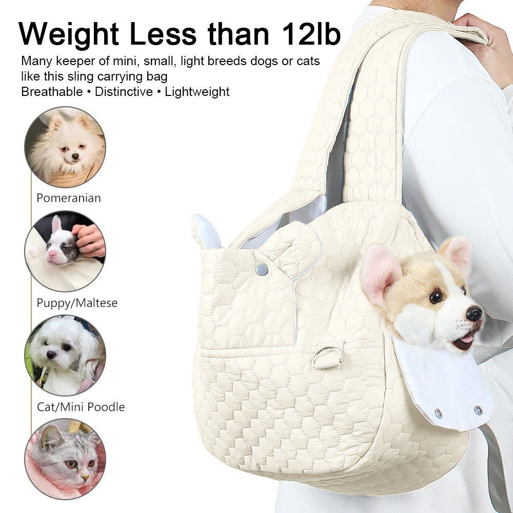 Grey Cozy Quilted Pet Carrier Backpack - Front Pack Sling for Cats & Small Dogs - Travel & Outdoor - Image 3