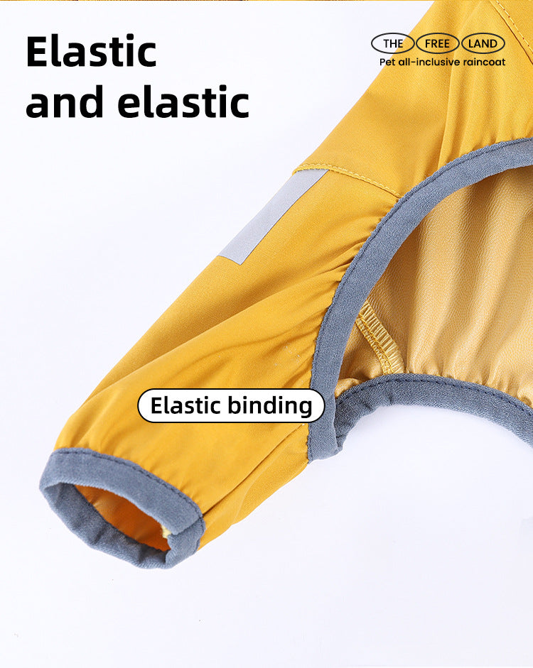 M Blue And Gray Trim Waterproof Four-Legged Dog Raincoat with Leash Hole for Small Breeds - Image 6