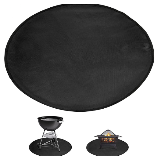 24-Inch Black Fireproof Mat for Fire Pit and BBQ - Silicone Coated - Image 2