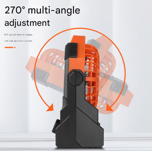 Black-orange Portable USB Camping Fan with 7800mAh Battery and 3-Mode LED Lighting - Image 2