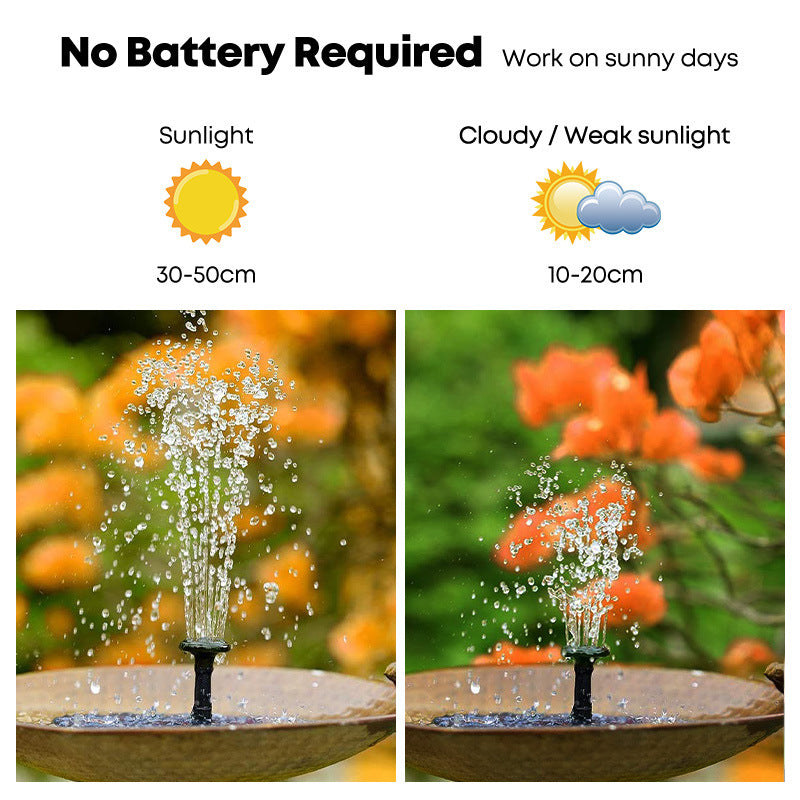16cm Solar Floating Fountain with LED Light for Bird Bath and Pond - Image 3