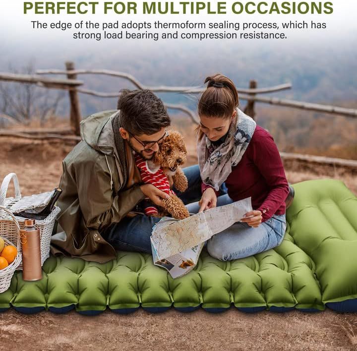 Grey 190cm Ultra-Light Foot Pump Inflatable Camping Sleeping Pad - Image 2
